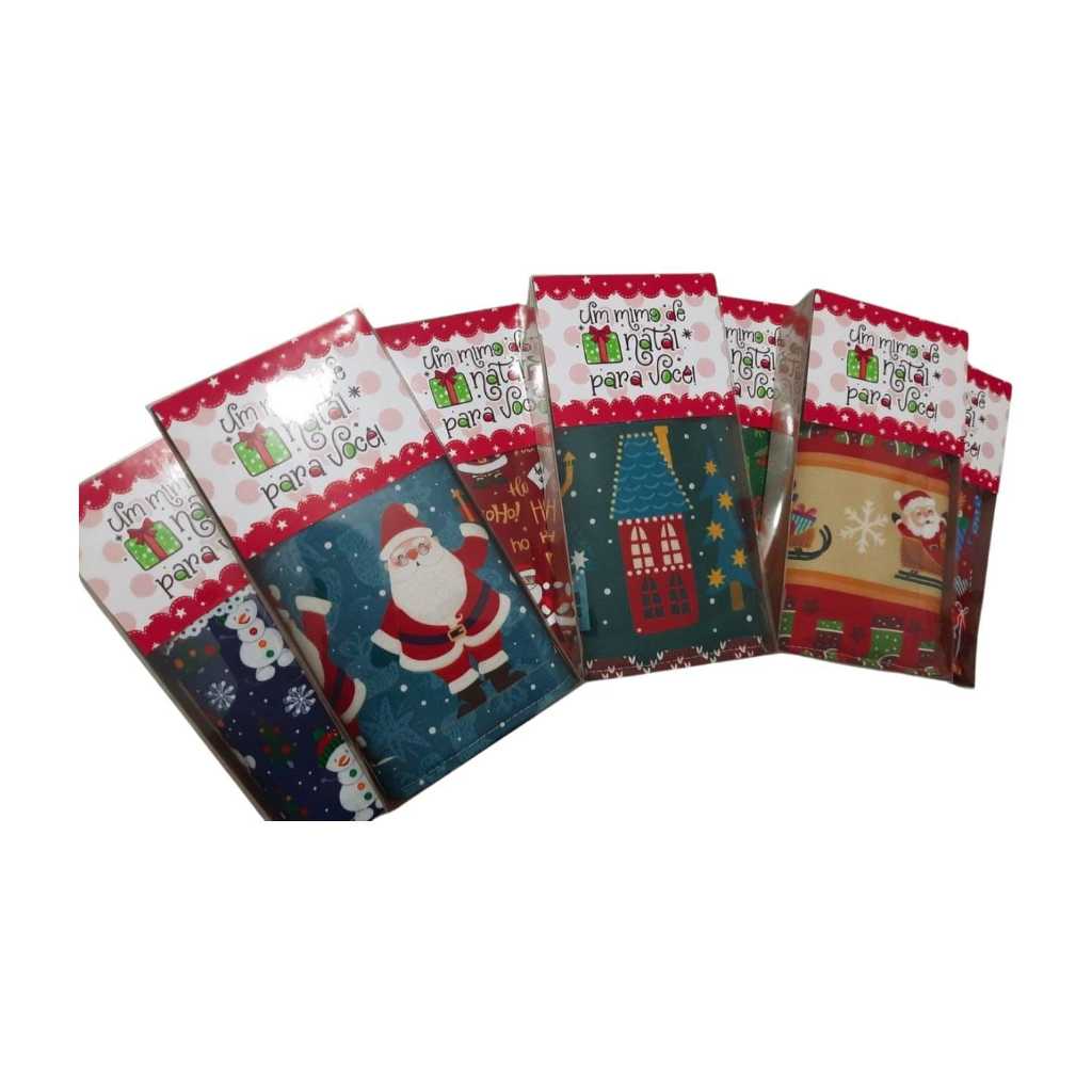 100 Lembrancinha de Natal Pano de Prato Personalizado Diversas Estampas na caixinha para…