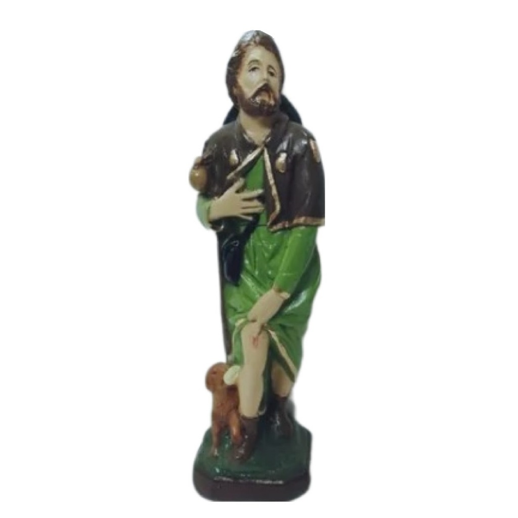 Imagem Sacra Religiosa Estátua Santo São Roque para Altar - Igreja Quermesse Novena - Obaluaê