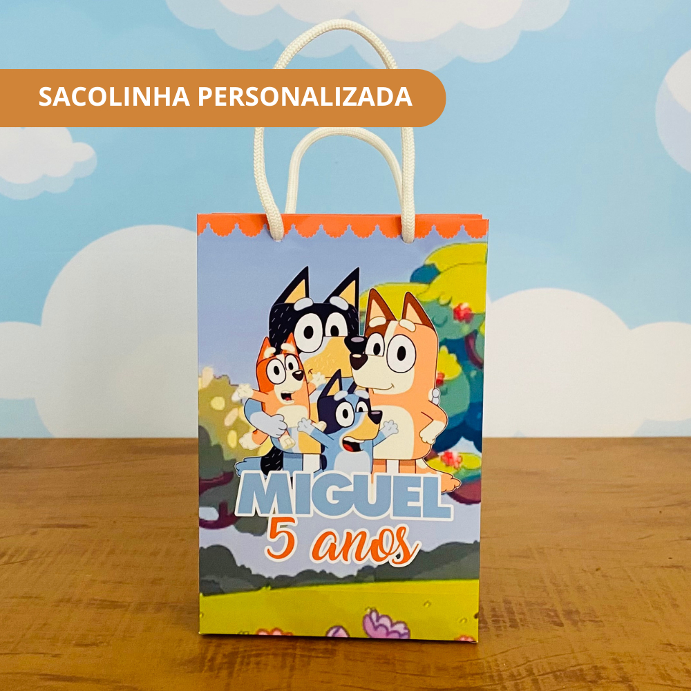 Sacolinha Personalizada BLUEY MENINO - JÁ VAI MONTADA