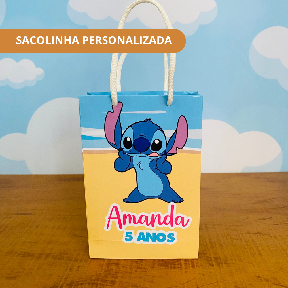 Sacolinha Personalizada STITCH - JÁ VAI MONTADA