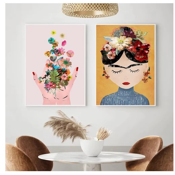 Quadros decorativos Abstrato sol árvore flor paisagem poster citações calma (2 peças)
