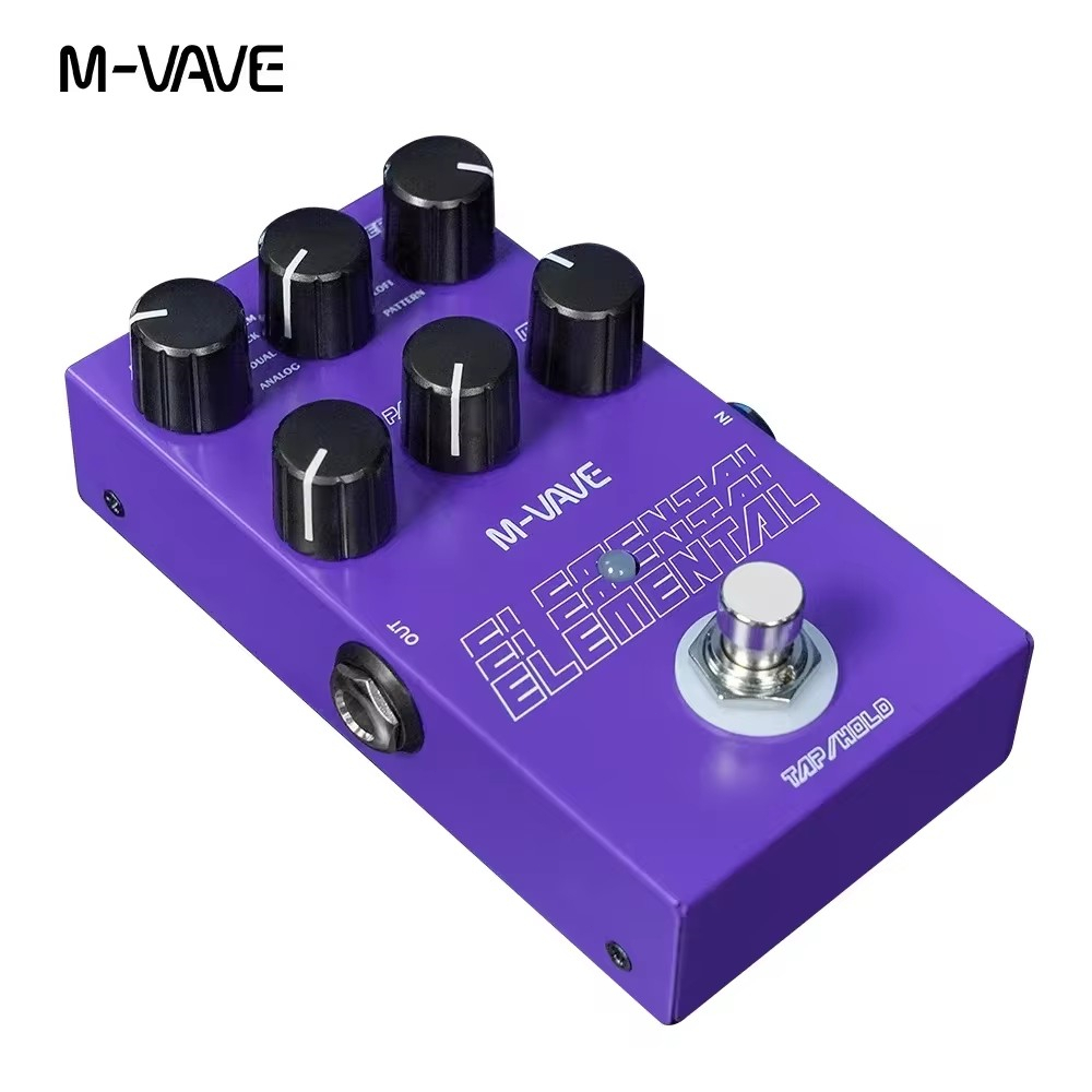 Pedal de retardo digital M-vave Elemental 9 efeitos de retardo diferentes para guitarra Pedal de retardo com suporte