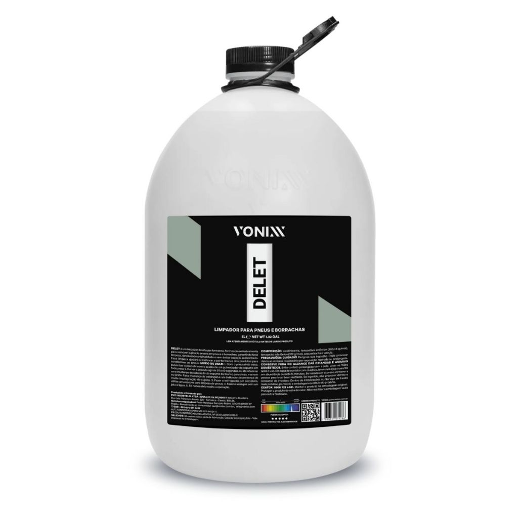 Delet Limpador Pneus Borrachas Plásticos Vonixx 5 Litros em Oferta na Shopee