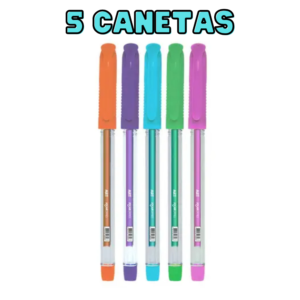 Caneta Gel Arte 5 Cores Pastel Escrita Macia - Jocar Office - Jocar Office (Grupo Leo e Leo) em Oferta na Shopee