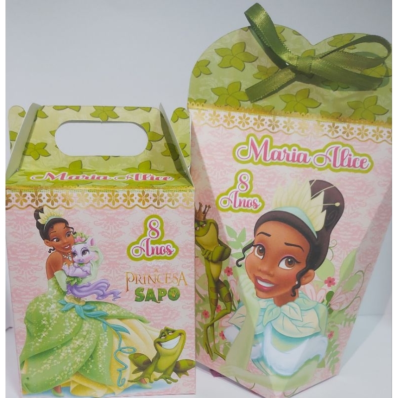 Lembrancinhas Personalizada Princesa e o Sapo Maletinha + Coração