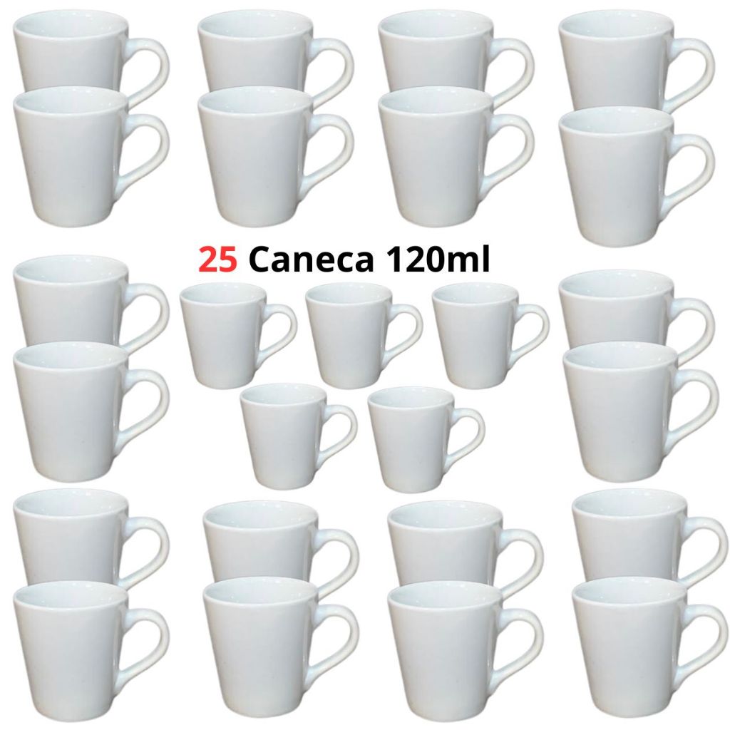 jogo caneca xícara chá café porcelana branca lisa canecas 120ml tulipa em Oferta na Shopee