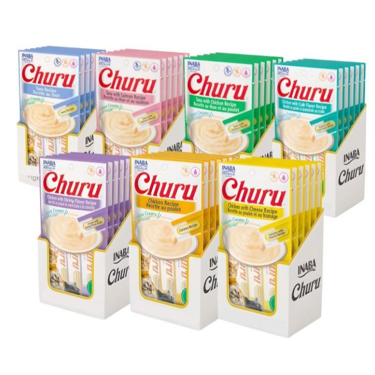 PETISCO PARA GATOS CHURU KIT C/6 UNIDADES SABORES VARIADOS em Oferta na Shopee