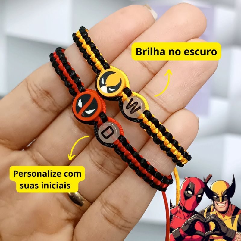 [Novo] Pulseiras Deadpool e Wolverine emborrachado reguláveis brilha no escuro em Oferta na Shopee
