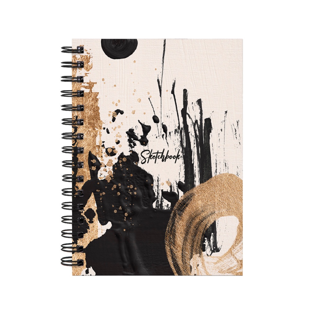 Sketchbook Caderno De Desenho Lírico Abstrato A5 Ritmos de Ouro 180g