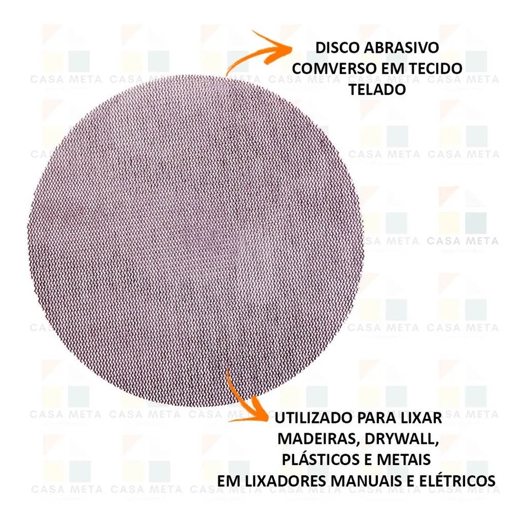 Kit Com 6 Lixas 150mm Grãos Para Lixadeira Parede Telada — imagem 2 de 2