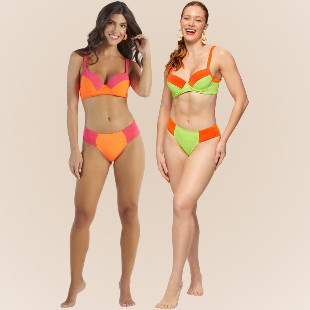 Biquíni Arsiè com Bojo Alça Fina e Ajustável Tecido Texturizado Cores Neon Moda Praia FPU 50+ em Oferta na Shopee