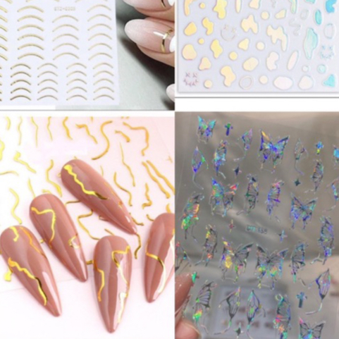 kit c/8 cateira de Adesivo pra decoração de unha Nail Art aleatório (adesivo cutícula /fitinha irregular/borboleta /etc) em Oferta na Shopee