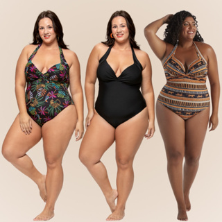 Maiô Arsiè Plus Size Estampado com Bojo Drapeado Alça Reforçada e Ajustável Moda Praia Confortável em Oferta na Shopee