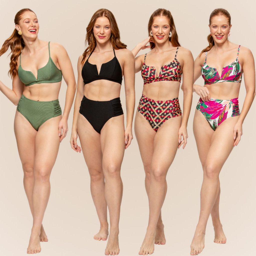 Conjunto de Biquíni Arsiè com Bojo Removível Alça Fina Ajustável Calcinha com Drapeado Lateral - Sports & Outdoors
