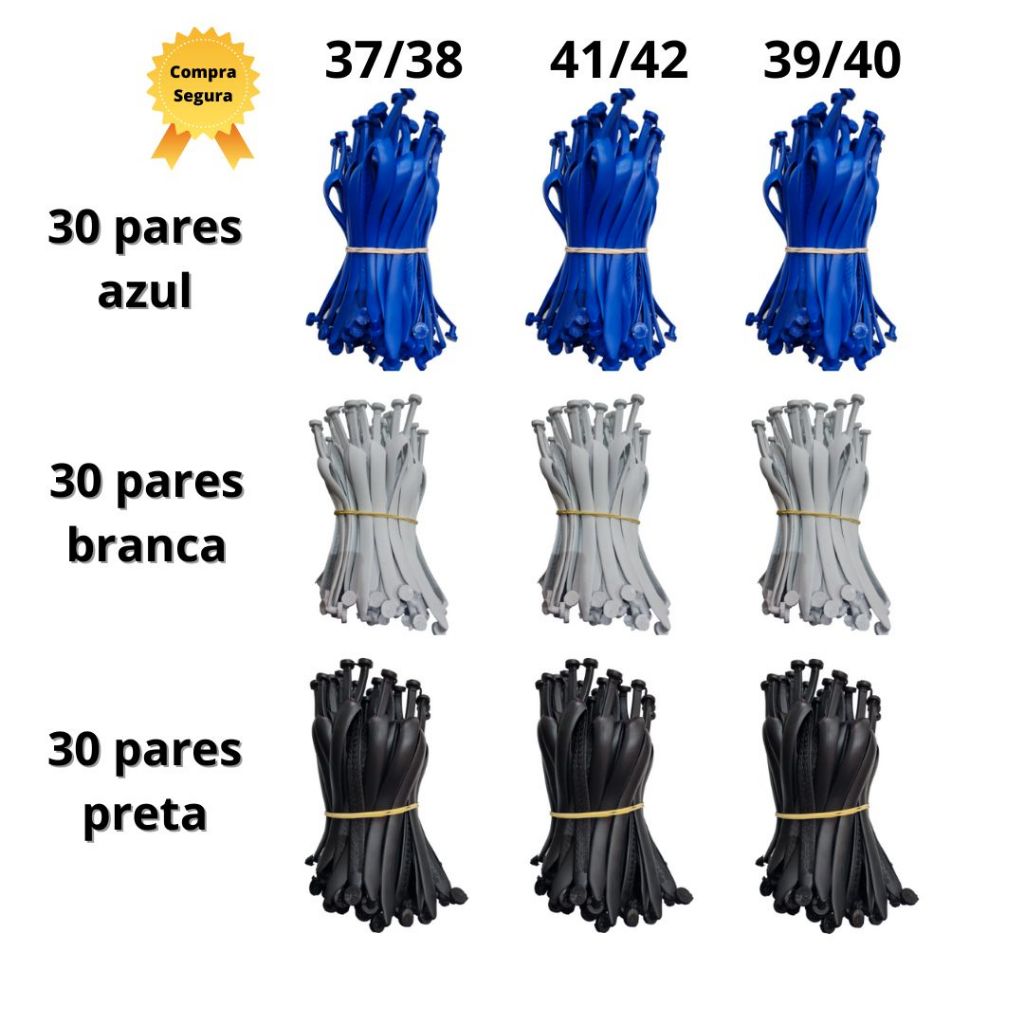 Kit com 90 pares Par de Tira Alça para Chinelo Correia Grossa Tradicional MODELO TOP Tiras Alças Azul Branca Preta  (10 nº37 / 10 nº39 / 10 nº41) em Oferta na Shopee