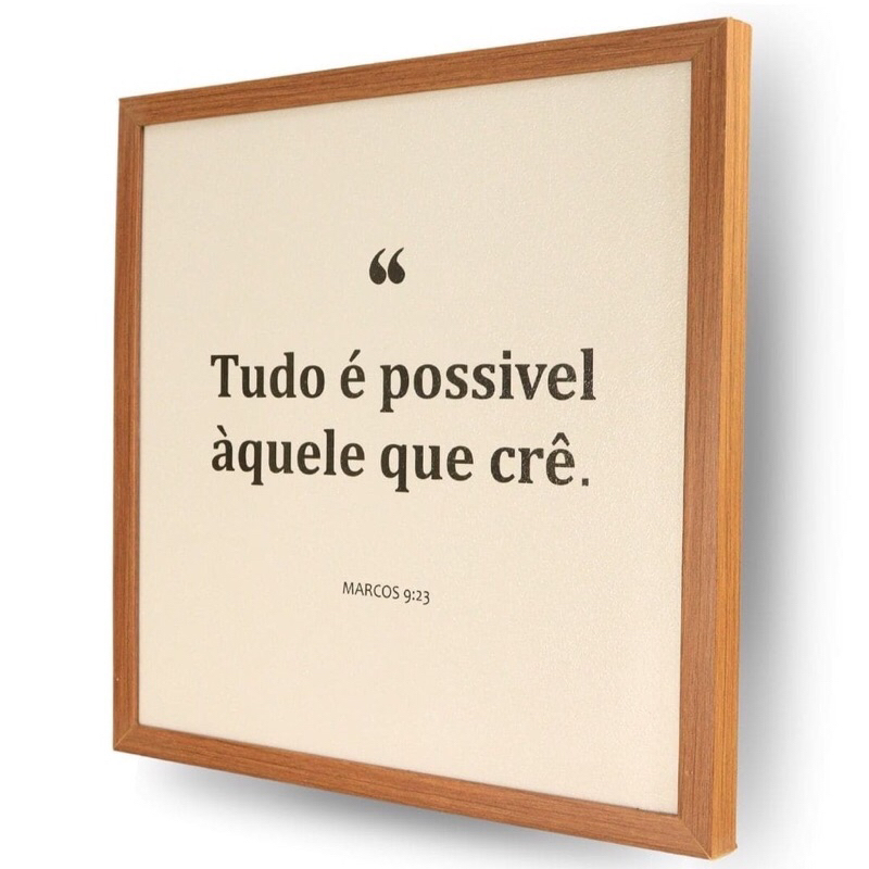 Quadro 50X50 Resina Para Caixa De Luz Versículo (Marcos 9:23) MOLDURA MADEIRA