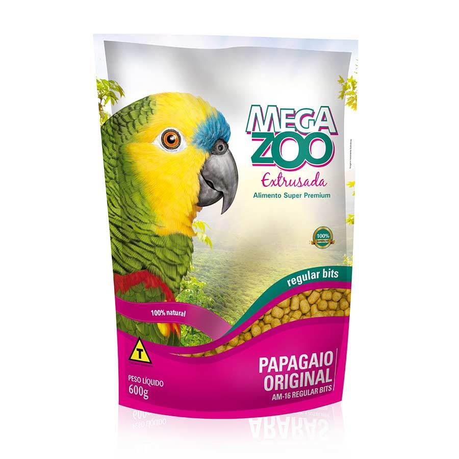 Ração Megazoo Papagaio Extrusada Regular AM16 600gr