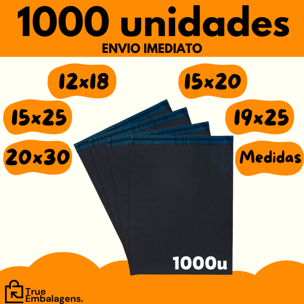 Kit c/ 1000 Envelope Segurança Embalagem De Envio Tamanhos 12x18 15x20 15x25 19x25 20x30 26x36 32x40 em Oferta na Shopee