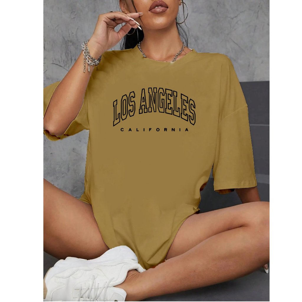 Camiseta Feminina Blusinha T Shit Fashion Algodão Plus Size Infantil Los Angeles California Streetwear Oversized Casual Moda Academia Treino