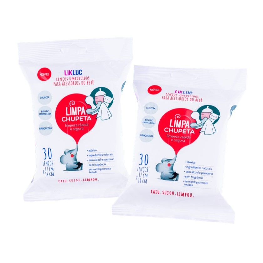 Kit com 2 pacotes de Limpa Chupeta - Likluc - 30 lenços (em cada pacote)