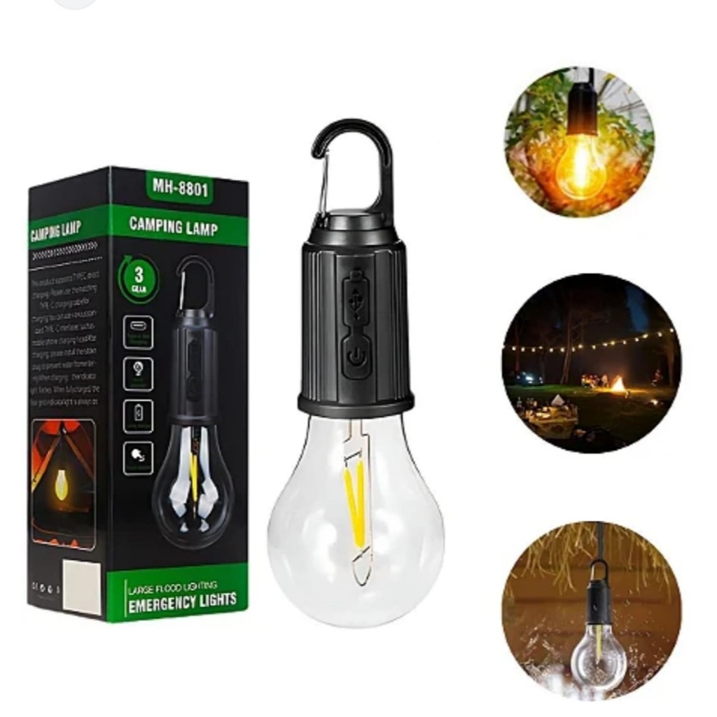 Lampada Led Emergência Recarregável Lampada de Filamento Acampamento Pesca