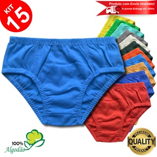 Kit 15 Cuecas Slip Infantil Lisa Algodão Criança Revenda em Oferta na Shopee