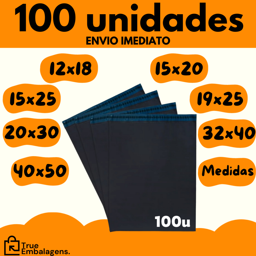 Kit c/ 100 Envelope Segurança Embalagem De Envio 12x18 15x20 15x25 19x25 20x30 26x36 32x40 40x50 em Oferta na Shopee