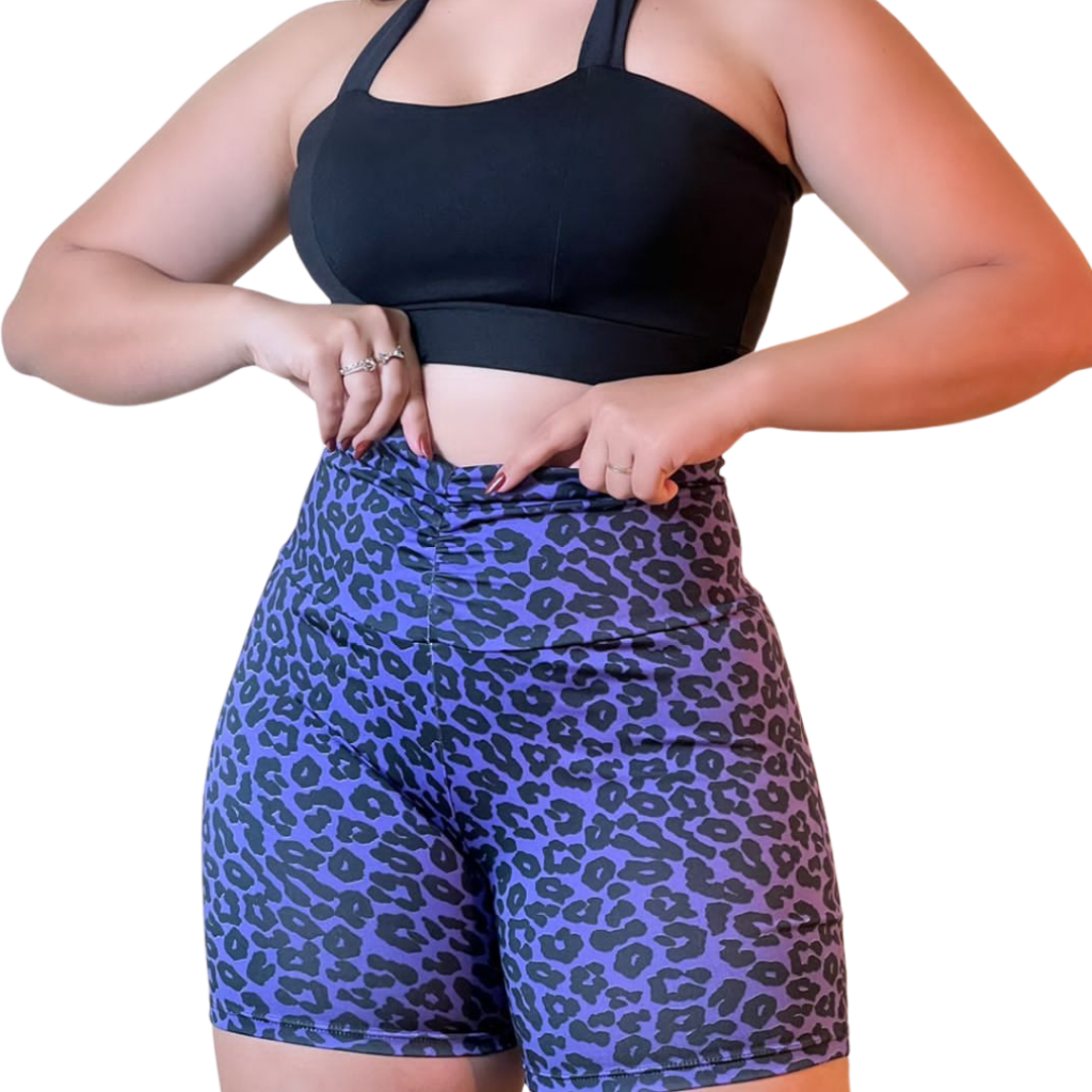 Short Ciclista feminino Estampado Academia fitness treino Cintura Alta