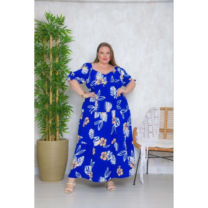 Vestido Feminino Longo Plus Size 46 ao 60