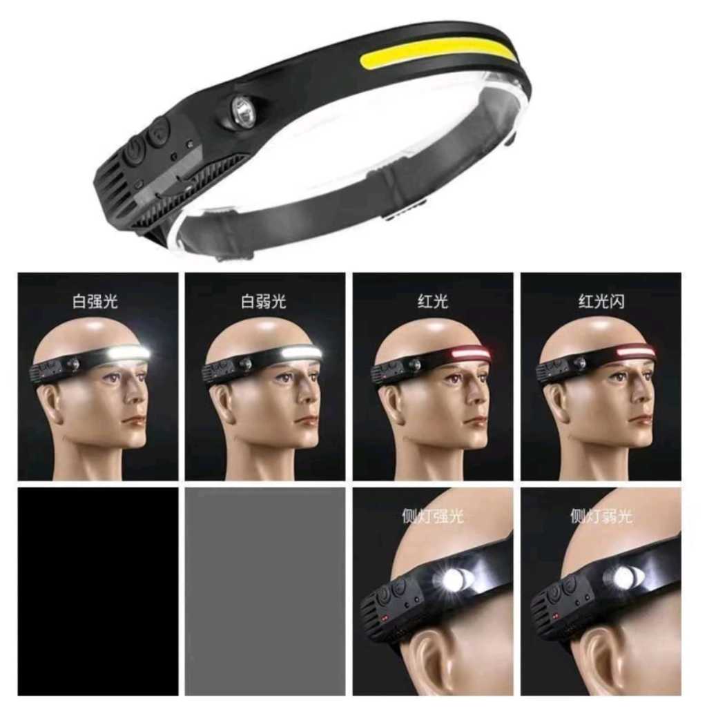 Imagem HYQ1722 Lanterna de Cabeça Recarregável Led Corpo Motion Camping Torch Light Lamp Com Usb