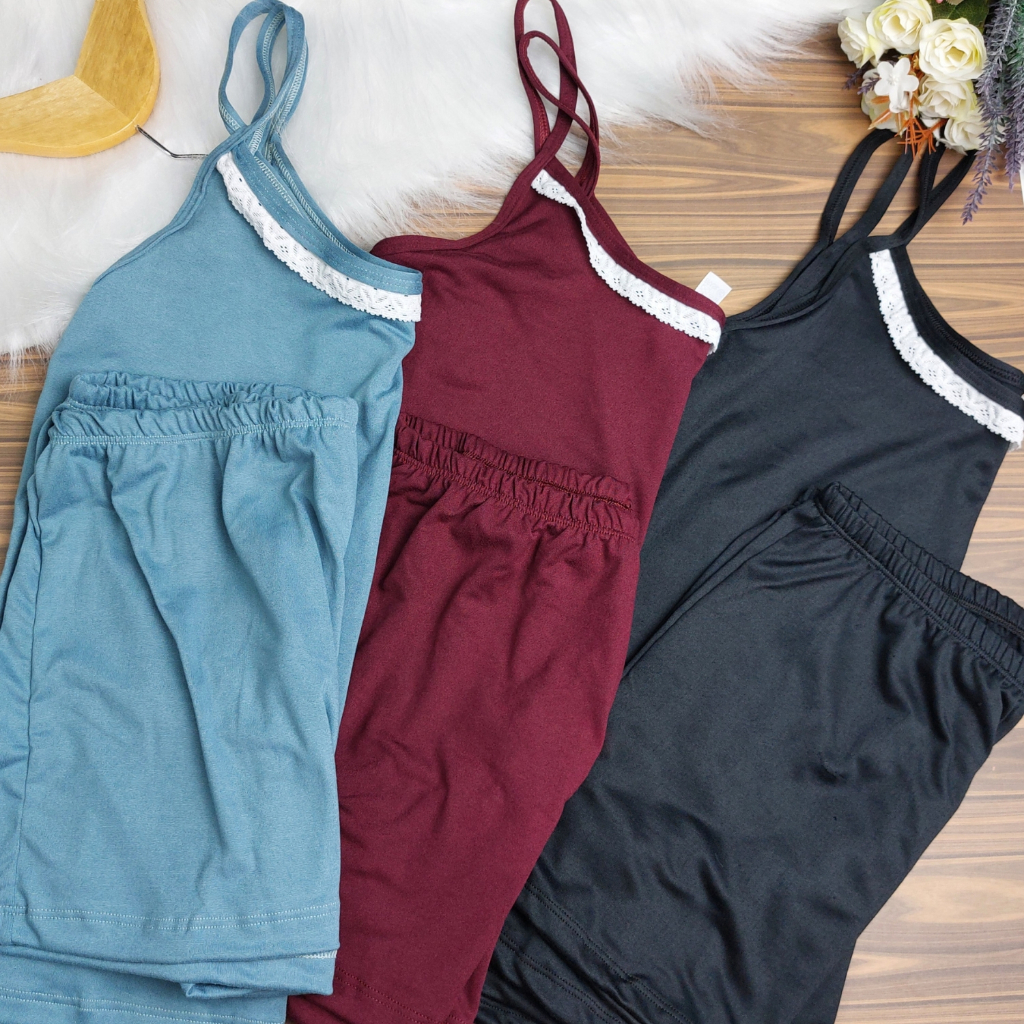 KIT COM 3 PEÇAS BABY DOLL JUMA SUEDI LISO COM RENDA PIJAMA LINHA NOITE CONFORTÁVEL MODA FEMININA em Oferta na Shopee