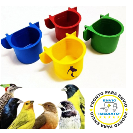 1 Comedouro Com Aba e Gancho Para Aves e Calopsitas Passaros