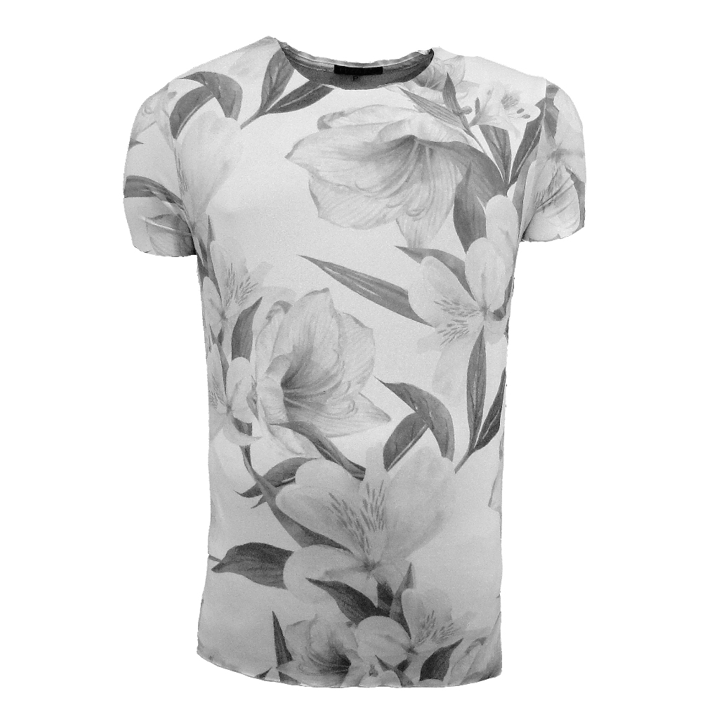 Camiseta Masculina Viscose com Elastano Extra Leve Amaciada - Toque Pele de Pessego - Viscolycra - Malha Fria - Floral