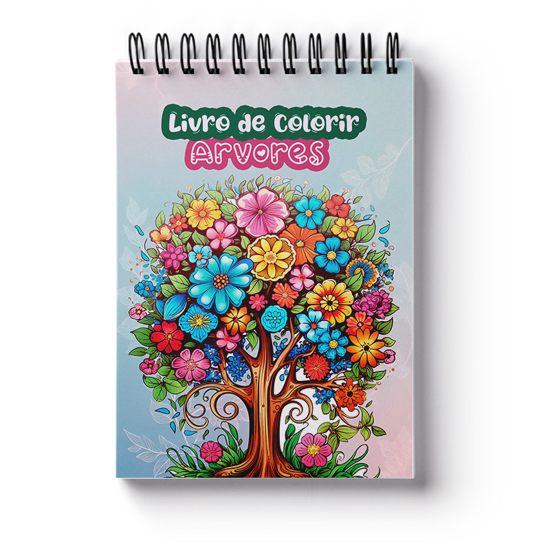 Livros de Colorir, Caderno de Colorir Arvores Floridas