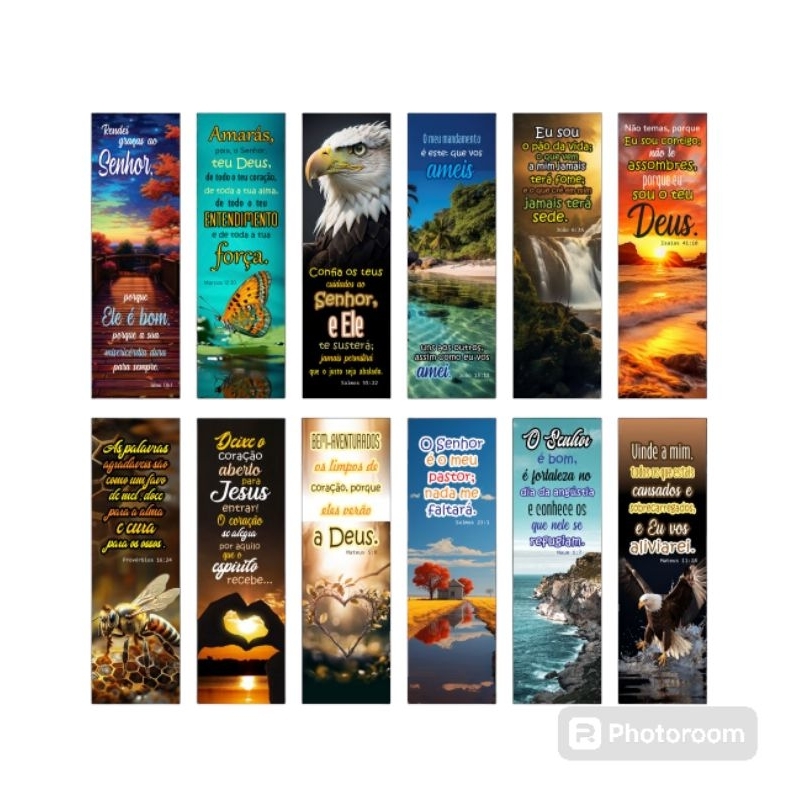 Marca-Páginas Religioso paisagem, Lembrancinhas Evangélicas com 120 unidades