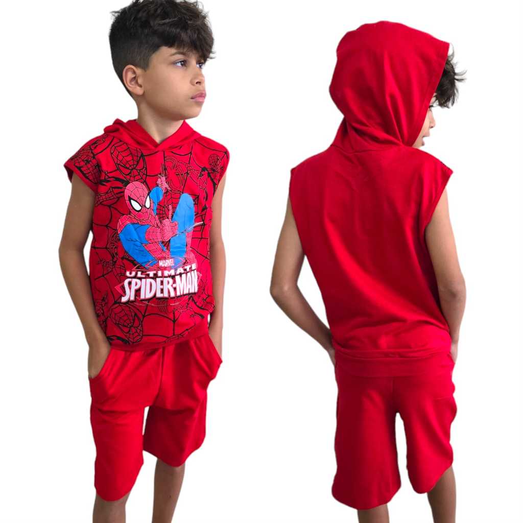 Conjunto Infantil Homem Aranha Conjunto Blusa e Short Menino