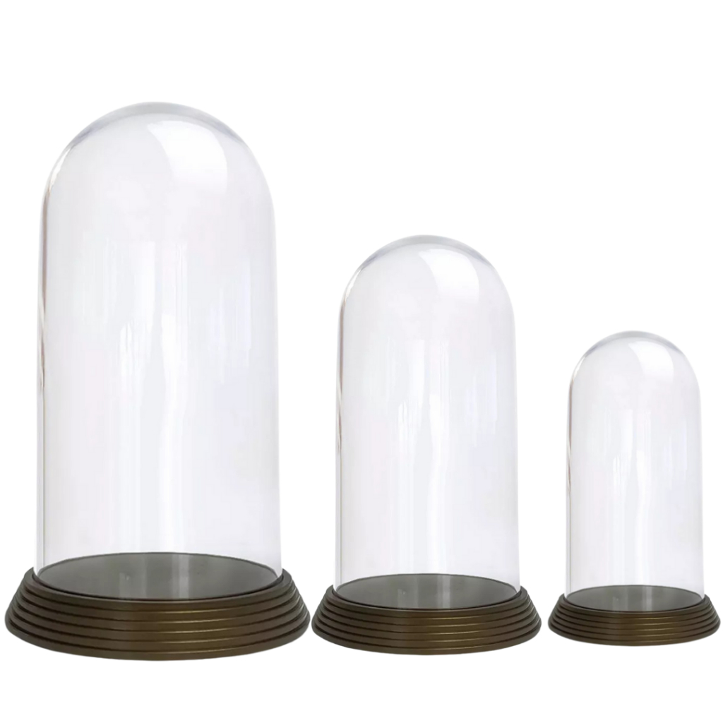 Redoma/Cupula 19/15/11CM Com Base Ouro Envelhecido