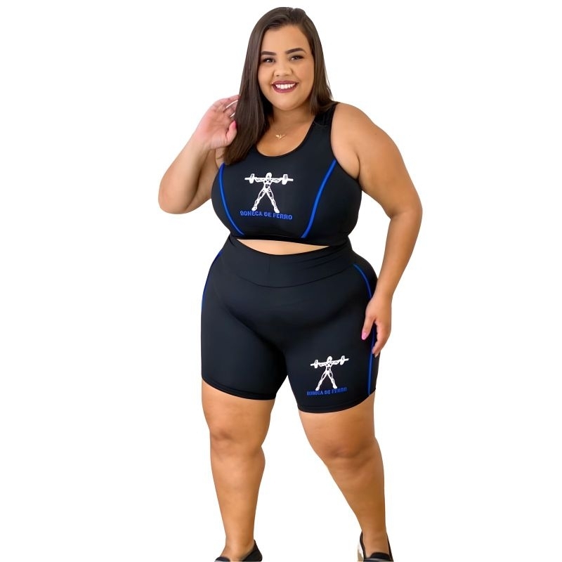 Conjunto FITNESS feminino PLUS SIZE GG XGG e EXGG Short e top boneca de ferro modelo curves