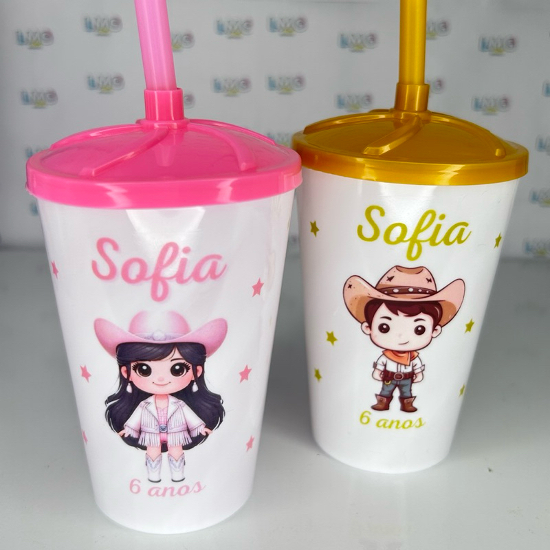 20Copos Personalizados Twister 300ml Boiadeira Todos Temas