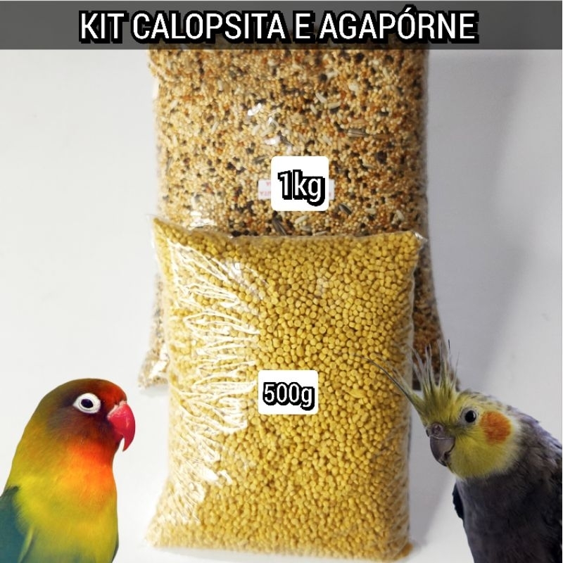 Kit Calopsita 2 / (1Kg Mistura para Calopsita + 500g Extrusada Média para Calopsita) em Oferta na Shopee