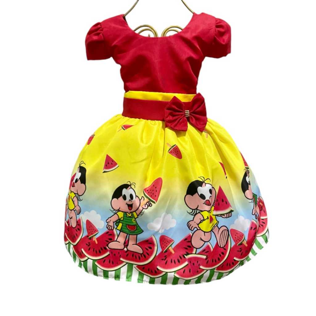 Vestido Infantil Temático Aniversários e Festas.