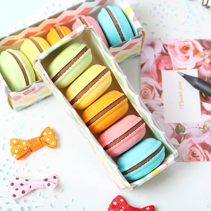 Kit de 5 Borrachas Macarons Coloridas Papelaria Fofa Papelaria Kawaii