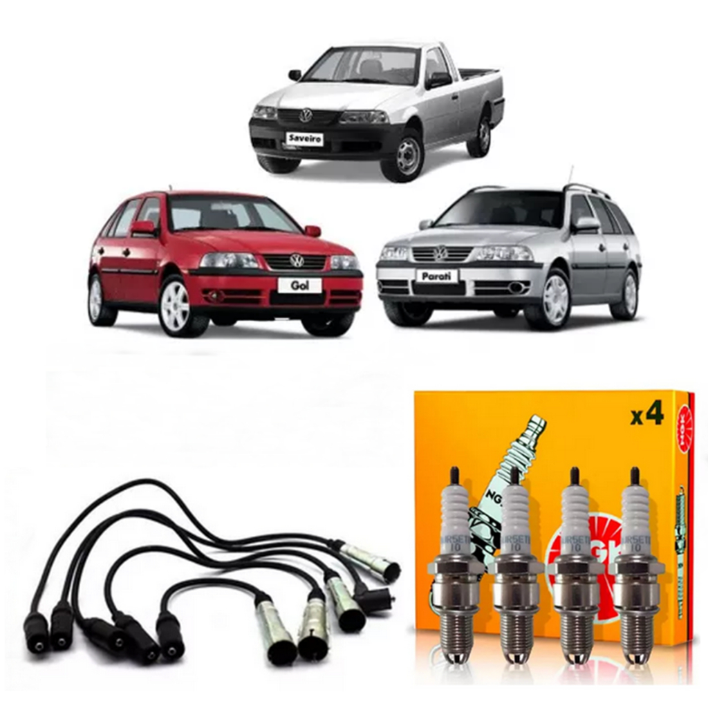 Kit de Velas e Cabos de Velas Vw Gol Saveiro Parati 1997 À 2002 1.6 1.8 2.0 AP/MI ILMV18 - NGK