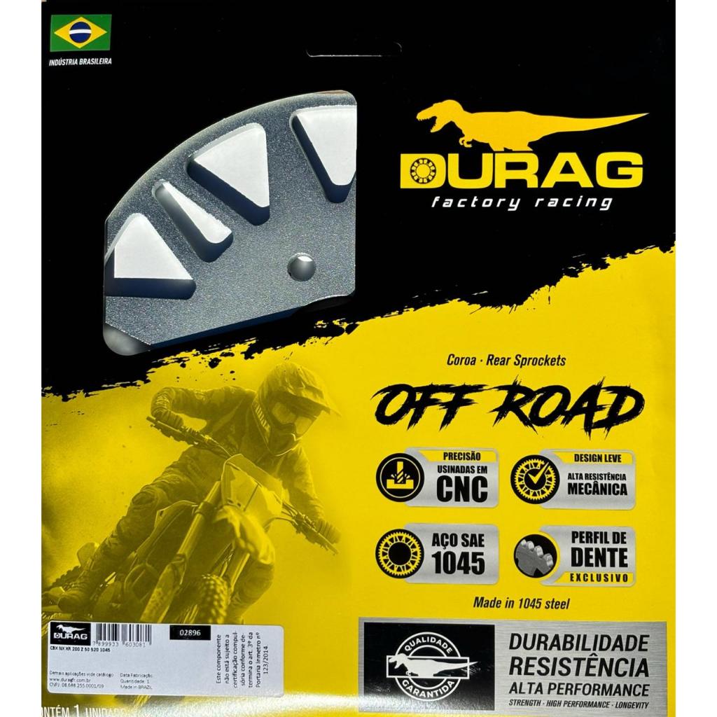 Coroa Xr 200 Nx 200 Cbx 200 Trilha 50 Dentes 520 Aço 1045 DURAG AÇO 1045 HONDA