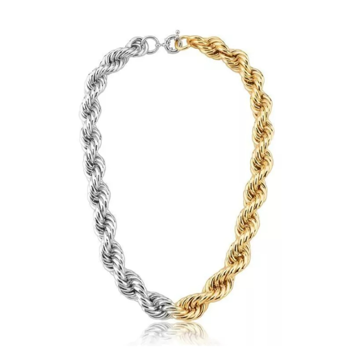 Colar Cordão Baiano Misto trançado Grosso Folheado a Ouro 18k Choker Gargantilha só hoje