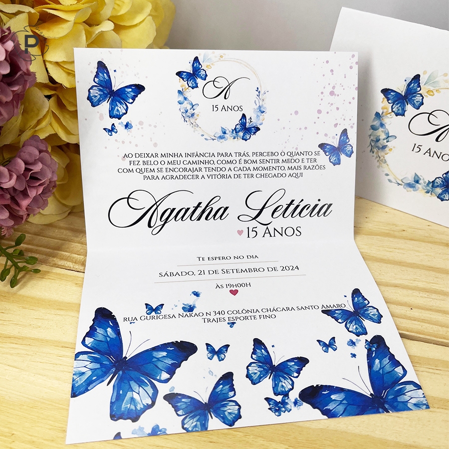 CONVITE BORBOLETA AZUL PERFEITO