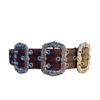 Cinto Muladeiro Country 3 Fivelas De Couro Legítimo em Oferta na Shopee