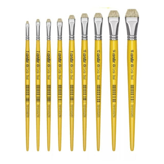 Kit Pincel Chato 0, 2, 4, 6, 8, 10, 12, 14 e 16 Condor 454 - Kit com 9 pincéis