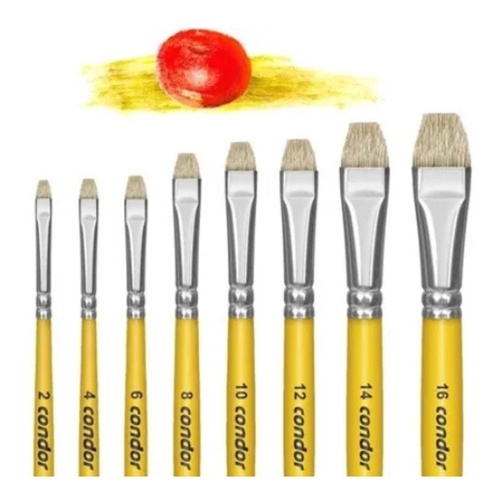 Kit 8 Pincel Condor 454 Chato 2 Ao 16