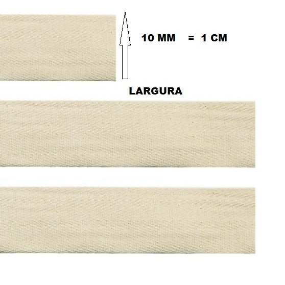 10 metros de cadarço sarjado cru em algodão 1 Cm